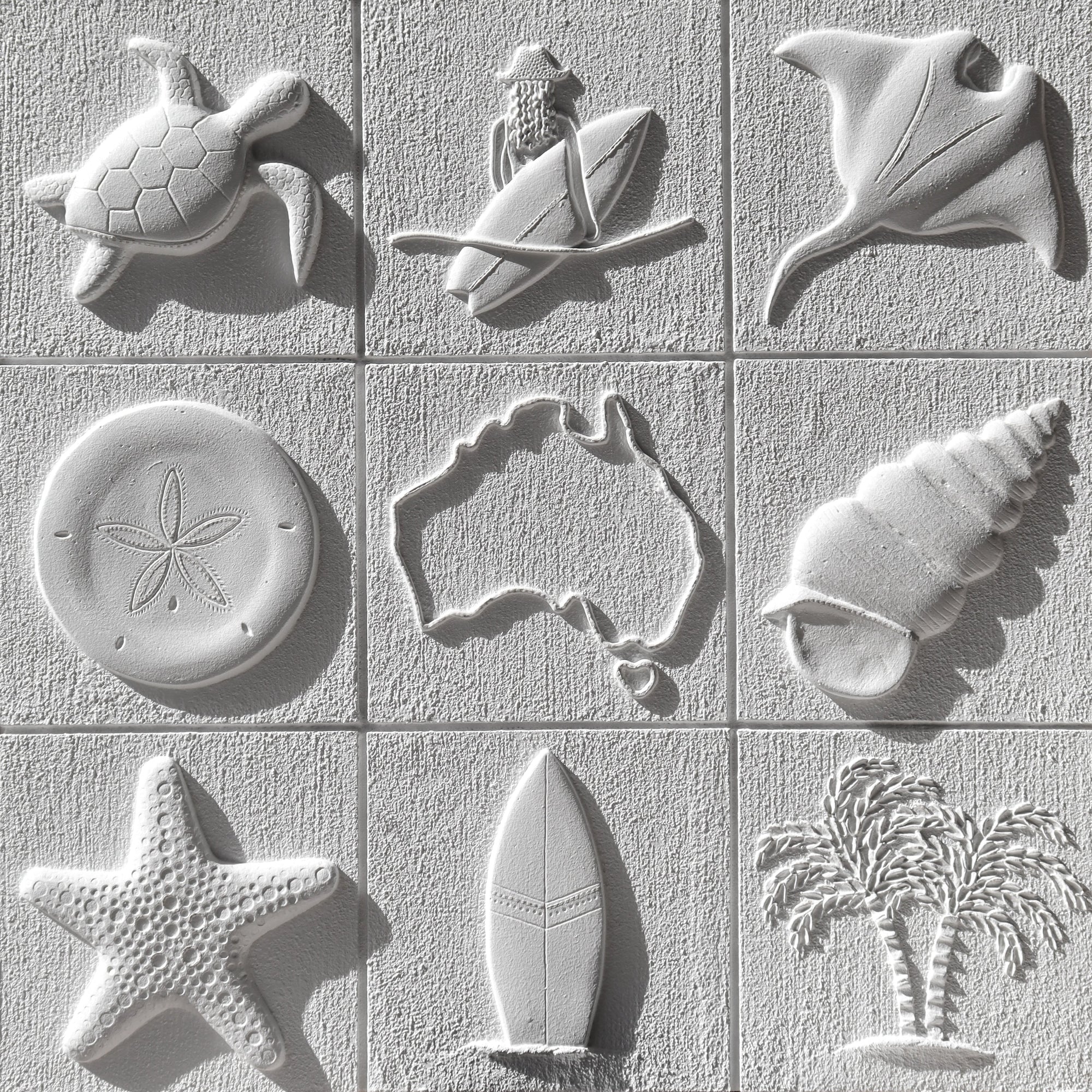 Textured beach-themed artwork